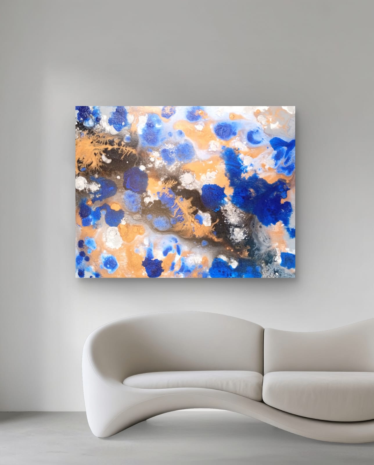 Celestial Frequencies artwork by Elena Giaconelli, vibrant abstract quadro with cosmic-inspired design and bold colors.