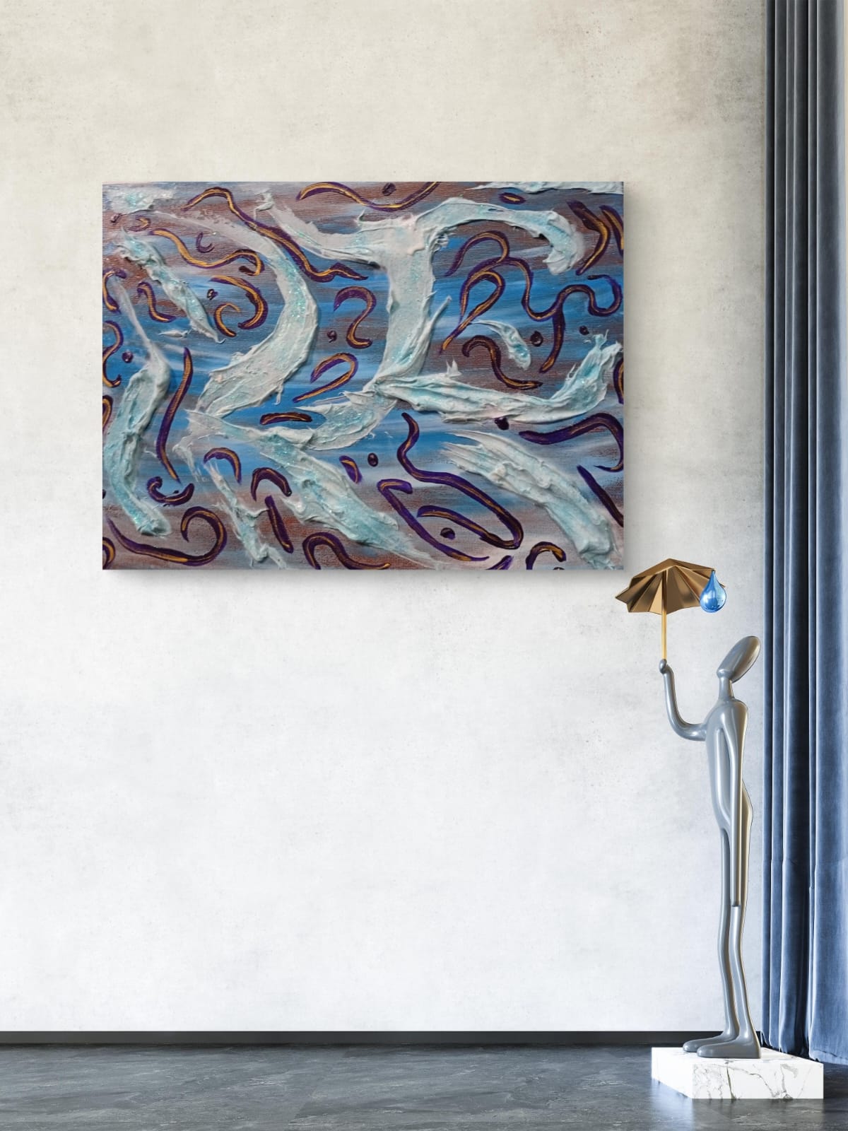 Frequenza Zero by Elena Giaconelli, abstract framed artwork with vibrant colors and geometric design.