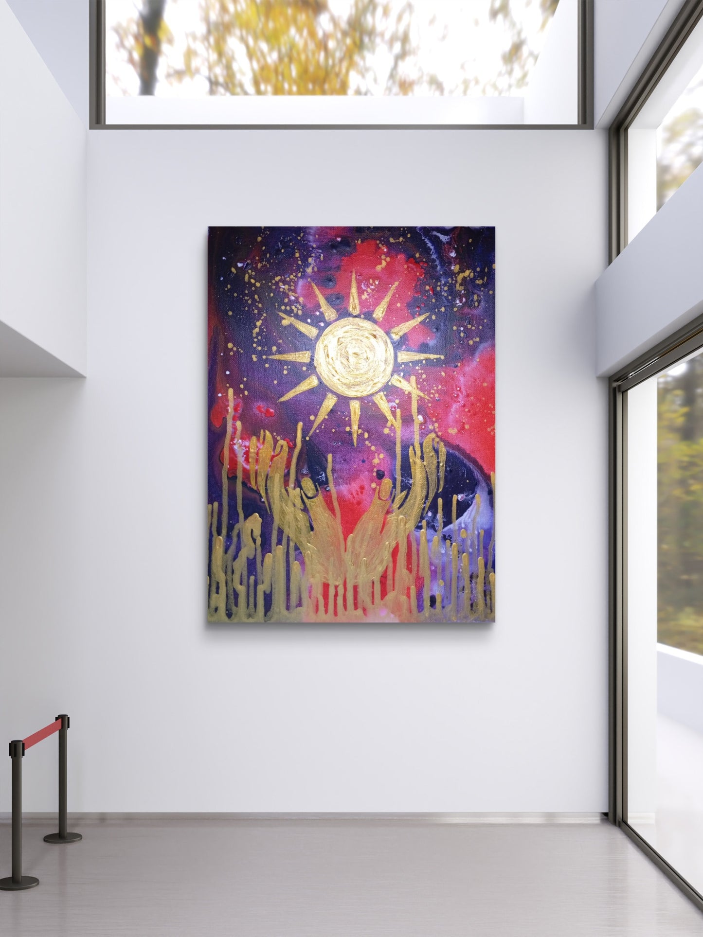 Colorful Solaris Quadro artwork by Elena Giaconelli featuring vibrant abstract shapes and bold geometric patterns.