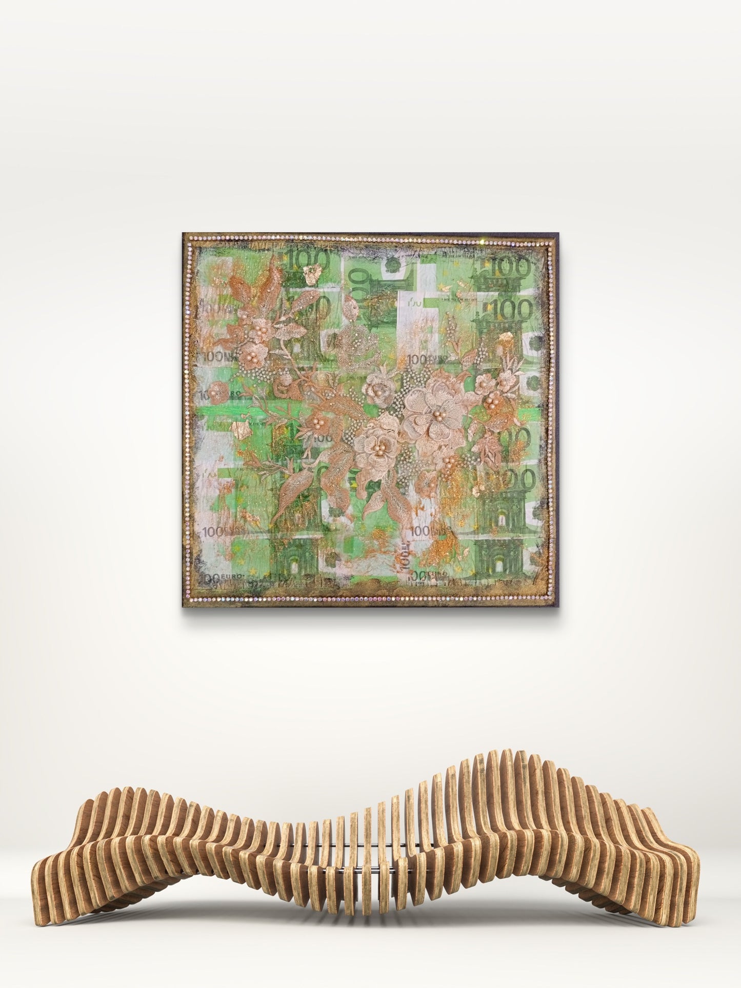 Colorful Abbondanza Quadro by Elena Giaconelli featuring vibrant abstract shapes on a textured canvas.