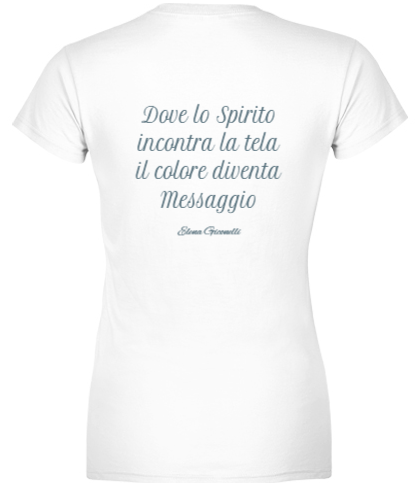 Vintage-style T-shirt artistica La Veggente by Elena Giaconelli, featuring a vibrant, artistic graphic design on the front.