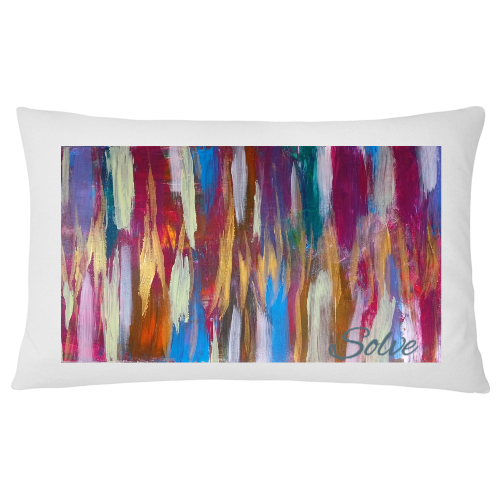 Elena Giaconelli Solve art pillow featuring a contemporary, abstract design with vibrant colors on soft fabric.