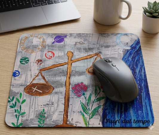 Artistic mousepad titled "Fuori Dal Tempo" by Elena Giaconelli, featuring a creative and colorful design on a sleek surface.