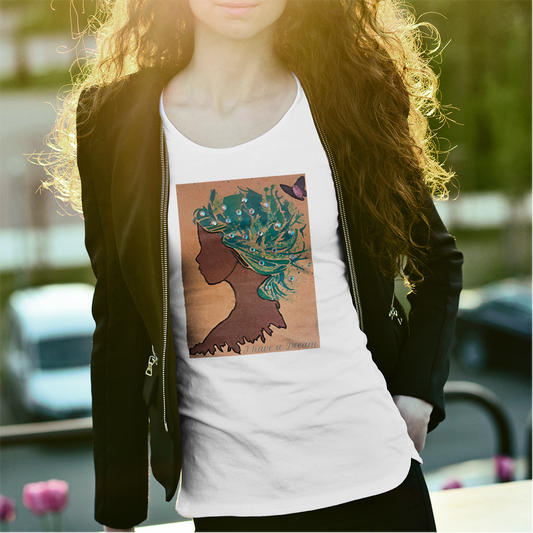 White T-shirt by Elena Giaconelli featuring the "I Have a Dream" artwork design.